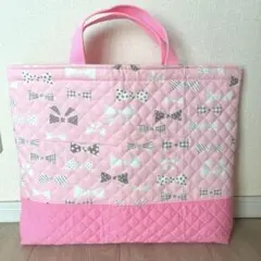 レッスンバッグ　通園バッグ　絵本袋　キルティング　リボン
