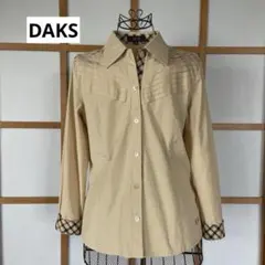 ダックス　レディース　洗える　シャツ　ブラウス　無地　チェック　ベージュ　Mのサムネイル