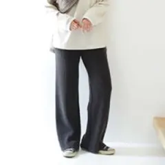 TODAYFUL トゥデイフル ニットリブパンツ ゆったり チャコールブラウン