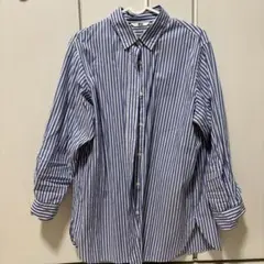 シ*弁様 UNIQLO M 青と白のストライプ長袖シャツ