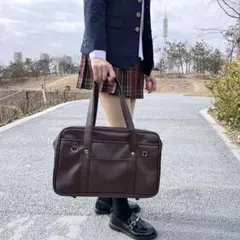 即購入OK♡ 人気　スクールバッグ　茶色　定番スクバ　学生カバン　合皮バッグ