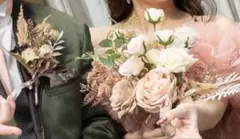 ウェディングブーケ＆ブートニア セット（造花）