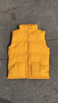70s 茶タグ ノースフェイス ダウンベスト 希少 イエロー