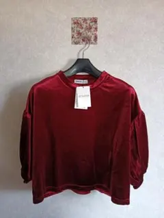 新品タグ付き WEGO フレアスリーブ ベロアカットソー ワイン Ｆサイズ