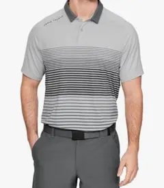UNDER ARMOUR グレー ストライプ ポロシャツ