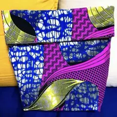 【新品未使用品】ハンドメイド バッグインバック アフリカ 幾何学 ピンク 綿