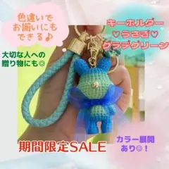 うさぎ キーホルダー プレゼント お祝い お揃い 可愛い グラデーション 緑