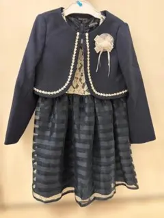 女の子 フォーマル 130 ネイビー ワンピース 入学式 卒業式