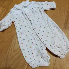 ホワイト/動物柄/ロンパース/60サイズ