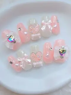 ネイルチップ ピクシー ちゅるん 量産型 地雷系 スナ系 フレンチガーリー 韓国