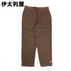 A7482 伊太利屋 カジュアルパンツ テーパード ウール スリット 茶色 11のサムネイル