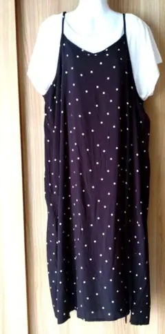 ゆ*み様 再値下げ♪白T+黒地に白の水玉模様キャミワンピース　セットアップ商品