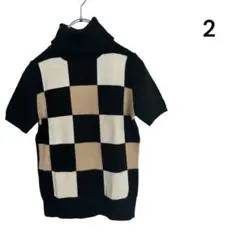 【美品】VICKY チェック柄タートルネック半袖ニットのサムネイル