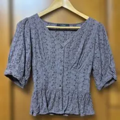 w closet レースブラウス 半袖 パープルブラウンのサムネイル