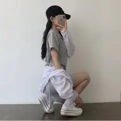 韓国っぽ Aラインワンピース ポロ