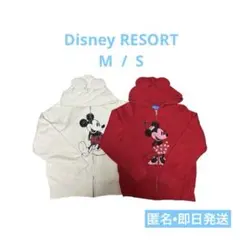 公式　ディズニー　ミッキー　ミニー　パーカー　S M 赤　白　セット　匿名　即日