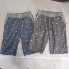 双子綿麻混ハーフパンツ2枚セット