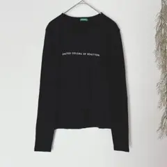 6043 ベネトン 長袖カットソー レディース トップス Tシャツ シンプル 黒
