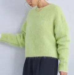 【美品】グリーンレーベルリラクシング シャギーニット クルーネック　プルオーバーのサムネイル