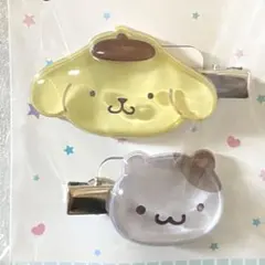 SANRIO ポムポムプリン ぷっくりデザイン ぷっくりったい ヘアクリップ2P