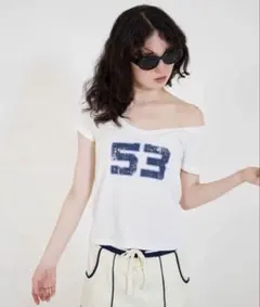 tina:jojun ナンバープリント 半袖Tシャツ ホワイトのサムネイル