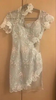 キャバドレス 刺繍シアードレス 淡色 ワンピース M 値下げ可能