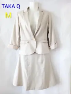 TAKA Q ベージュ スカートスーツ M洗えるスーツ