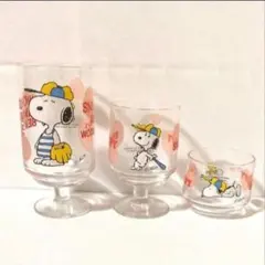 SNOOPY スヌーピー ヴィンテージ ガラスミニグラス 当時物 脚付グラス