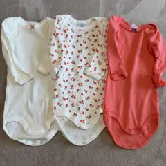 PETIT BATEAU オーガニックコットンロンパース3点セット