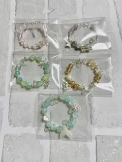 ガラスビーズ ブレスレット ミリンちゃん ココロちゃん リコちゃん 緑 水色