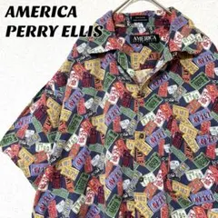 ペリーエリス アロハシャツ 柄シャツ 総柄 レーヨン 開襟 オープンカラー