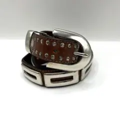 NANNI スクエアスタッズ　ブラウンレザーベルト オールド