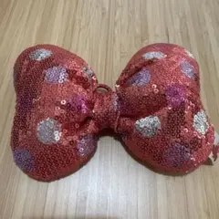 ミニーちゃん　ヘアゴム　赤　レッド　スパンコール　デカリボン　水玉　ドット