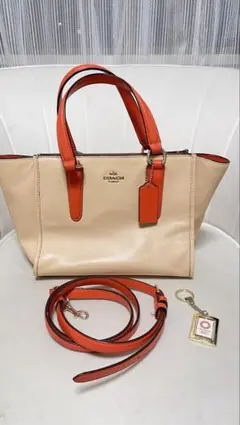 COACH トートバッグ ベージュ/オレンジ