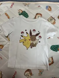 110 ポケモンTシャツ 白 ホワイト　ピカチュウ　イーブイのサムネイル