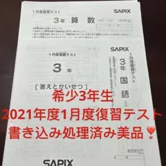 ⑲あ 書き込処理済み サピックス SAPIX 1月度復習テスト 3年 w - メルカリ