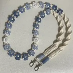 マクラメスマホショルダー(P-7)グラデーション パールビーズ