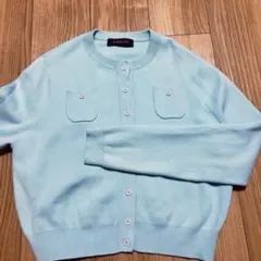 【正規品】CABAN ライトブルー コットンカシミヤクルーネックカーディガンxs