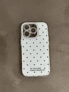 iPhone用ケース ドット柄 ラインストーン