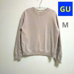 GU スウェットプルオーバー（裏起毛）M ベージュ クロップド 裏起毛トレーナー