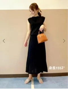 新品☆ROPÉ PICNIC フレンチスリーブニットプリーツワンピース