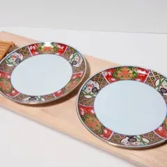 有田焼　仁祥窯　錦古伊万里　金彩　錦友禅柄　ケーキ皿　中皿　和食器　2客セット