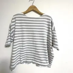 Samansa Mos2 blue　バスクボーダートップス　Tシャツ　カットソー