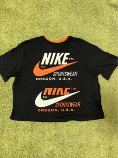 NIKE クロップドTシャツ M 黒/オレンジ