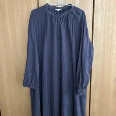 SM2/Samansa Mos2 ダークパープル ストライプ 長袖ワンピース