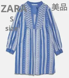 【美品】ZARA ザラ 刺繍ワンピース チュニック 長袖 トップス
