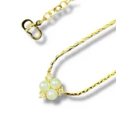 新品未使用級 ヴィンテージディオール ネックレス パール ライトストーン 金