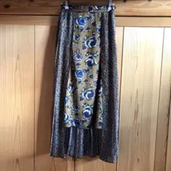 【お値下げ！】秋　クラネ　巻きスカート　花柄　ブラウン　アシメ