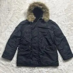 極美品　アルファインダストリーズ　N-3B 黒　ミリタリージャケット　フード　L