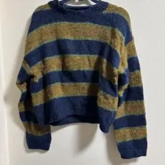 SPRAY PREMIUM 長袖ニットセーター ネイビー・ブラウン